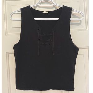 Lace-Up Black Crop Top